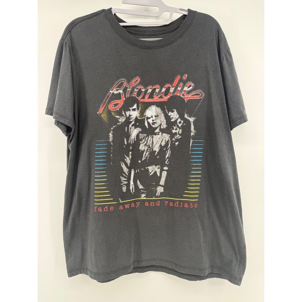 Blondie Fade Away and Radiate Band Graphic T-Shirt Large Cotton Black Rocker Tee